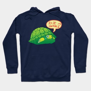 Green turtle asking if it's OK to go out of its shell Hoodie